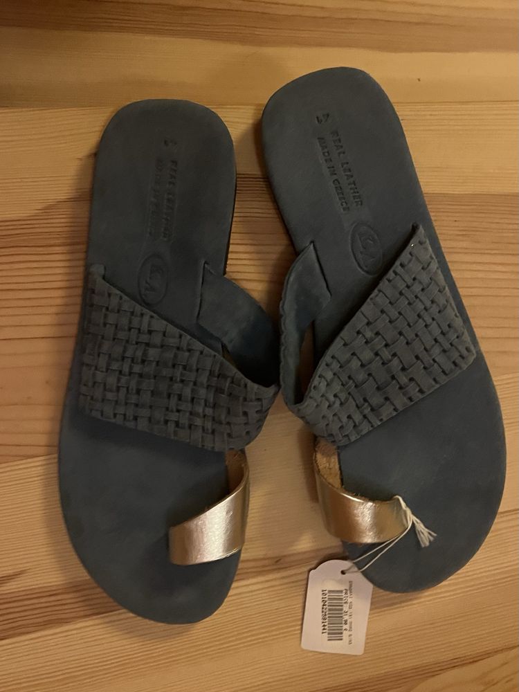 Greckie klapki skórzane damskie