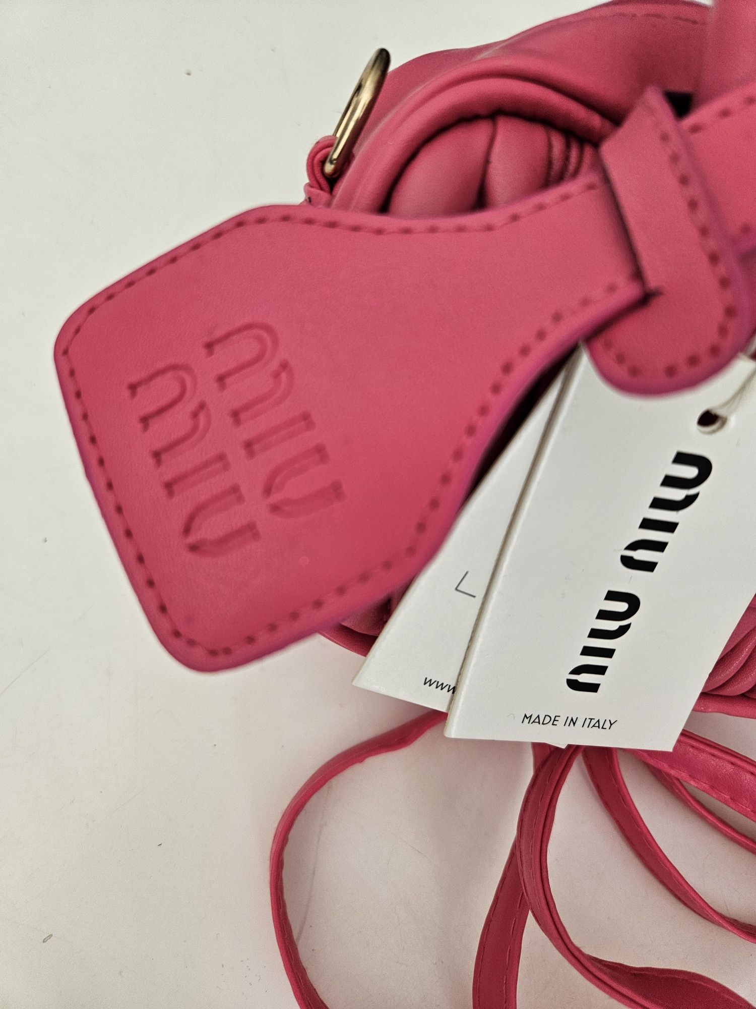 Miu miu mini torebka pikowana pink różowa barbie logo logowana