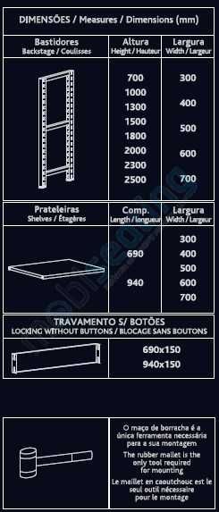 Estantes de Encaixe para arquvo / arrumação metálicas de encaixe cinza