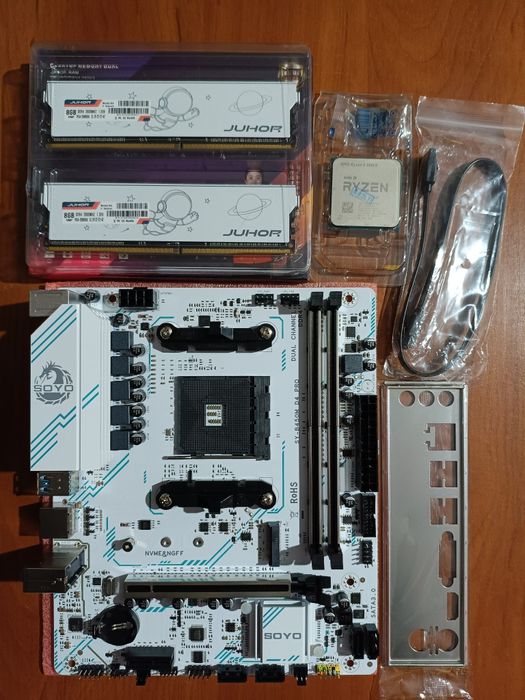 Комплект AM4 Soyo B450 + Ryzen 5 3600X + RAM 16 Gb DDR4 + Кулер