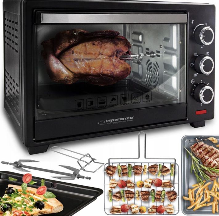 Piekarnik Elektryczny z Rożnem Termoobieg Timer 25 L Prezent 1600W