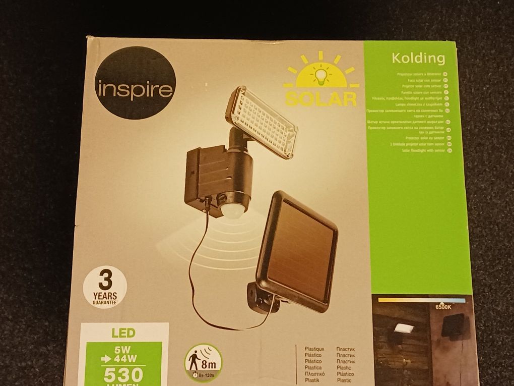 Projetor Luz LED com painel solar detetor de movimento bateria Lítio