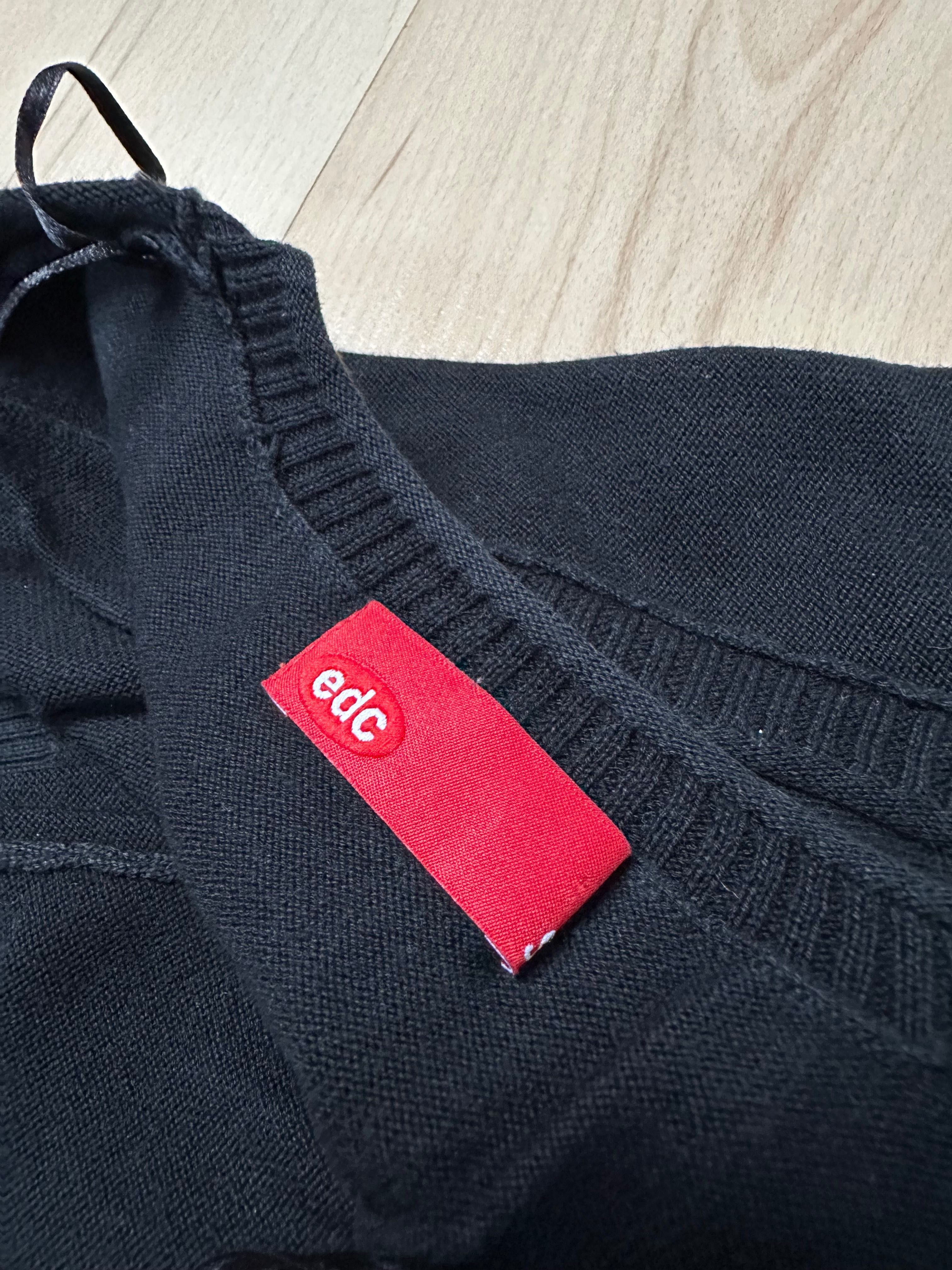 EDC by esprit bawełniany sweter guziki czarny granat damski v neck