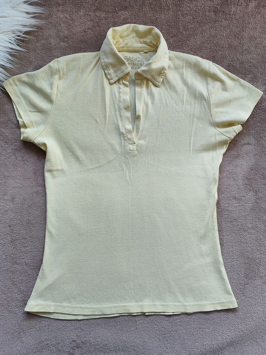 Żółta koszulka polo na krótki rękaw C&A Yessica Basics rozmiar M 38
