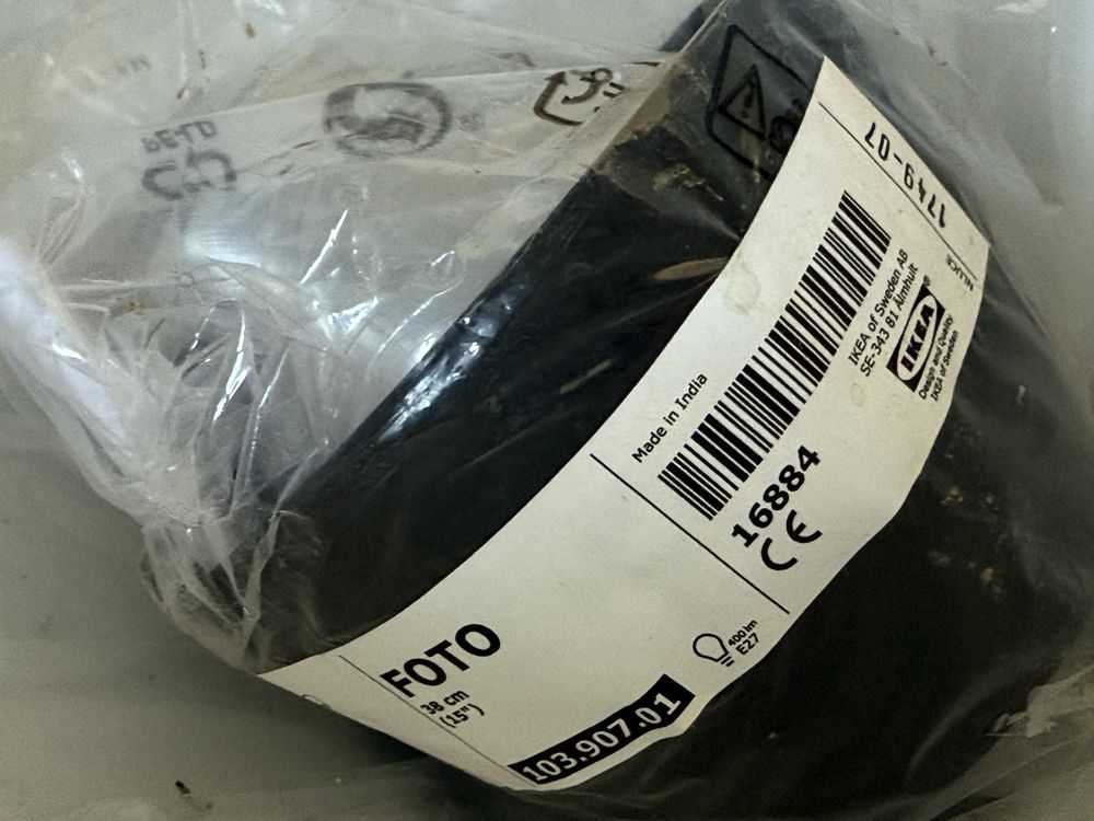 Ikea Foto lampa wisząca sufitowa 38 cm aluminium srebrna nowa