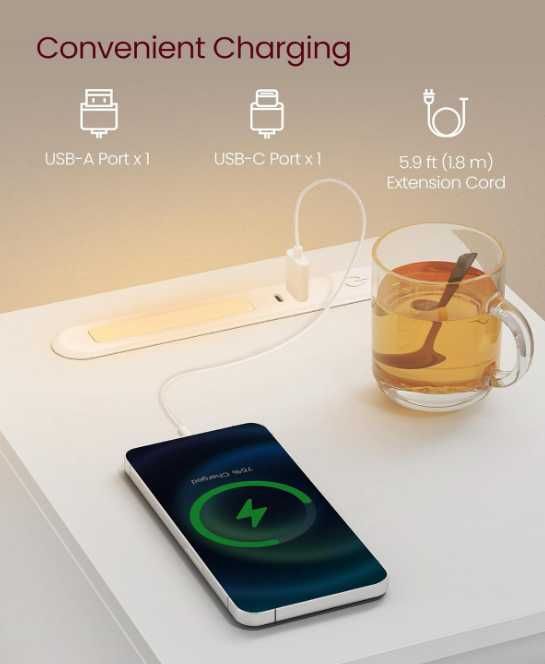 Stolik nocny/boczny ze stacją ładującą i oświetleniem LED LET610W01