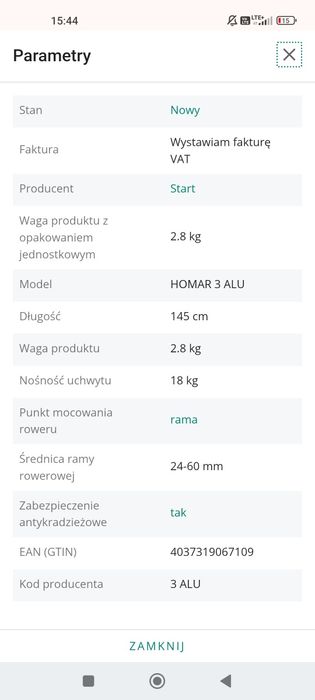 3x Bagażnik rowerowy na dach uchwyt Homar 3 Alu