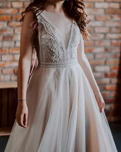 Suknia ślubna Sabe Pia 36/38 + buty i szal