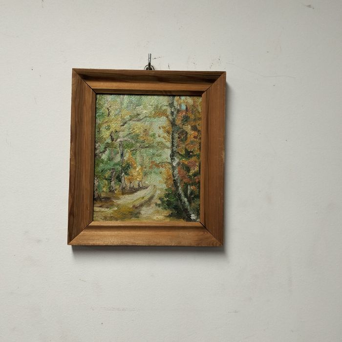 Stary obraz malowany na desce mały 4