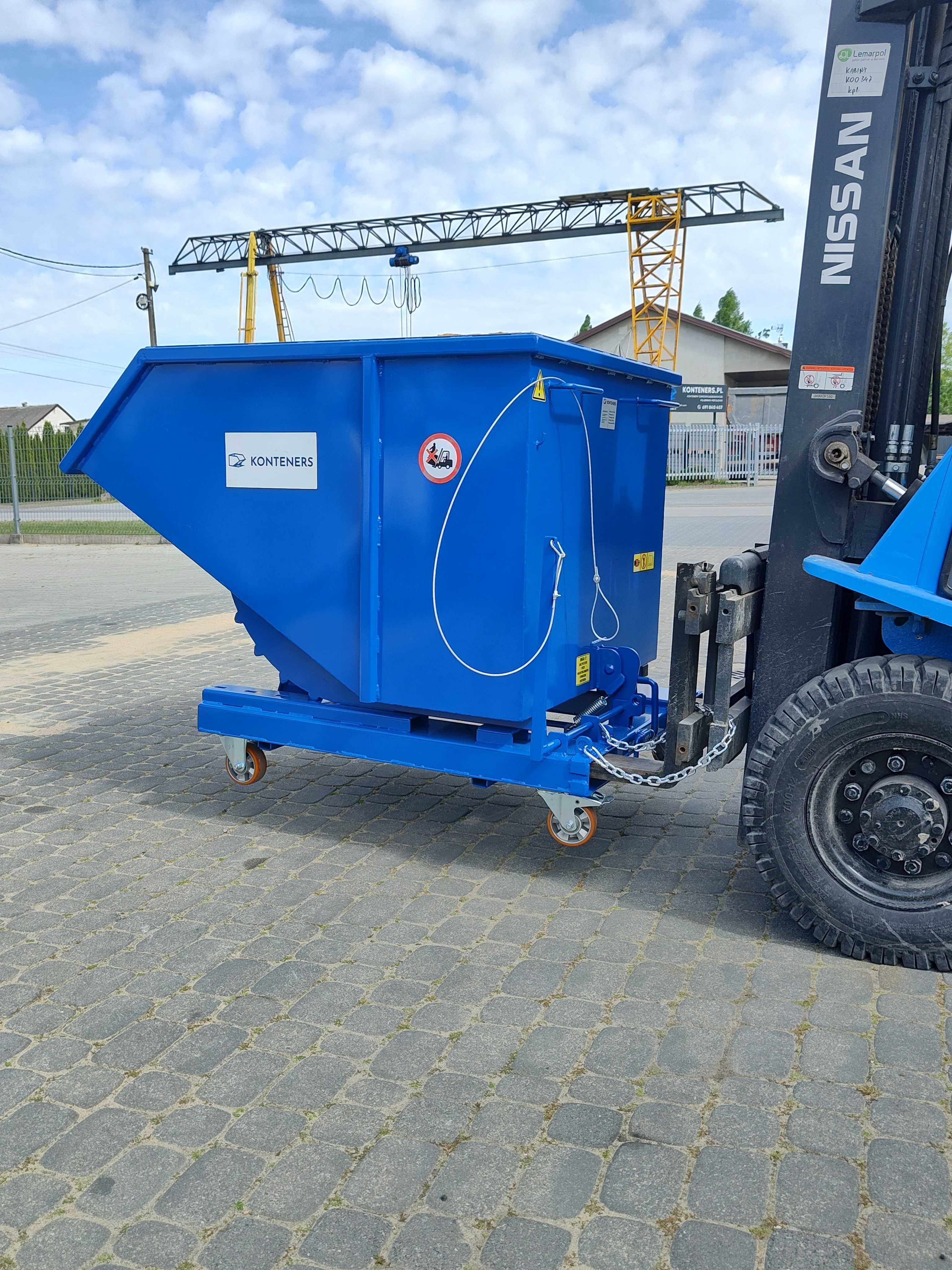 Kontener samowyładowczy koleba do wózka widłowego 1m3 drewno, trociny