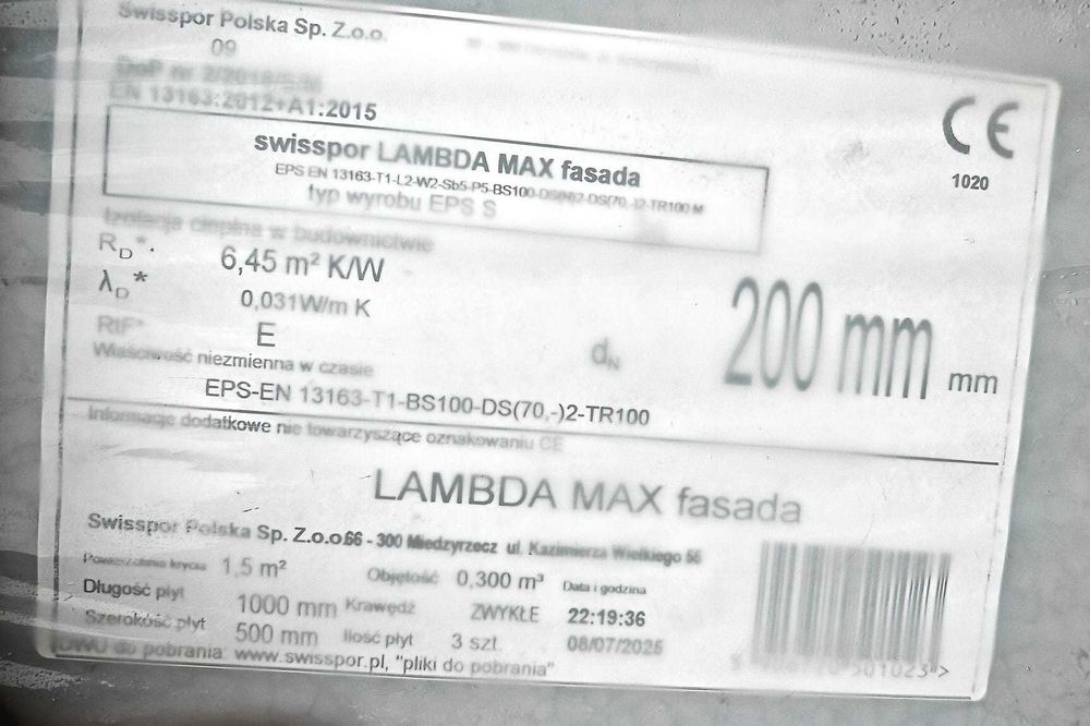 Styropian fasadowy 20 cm swisspor lamda max