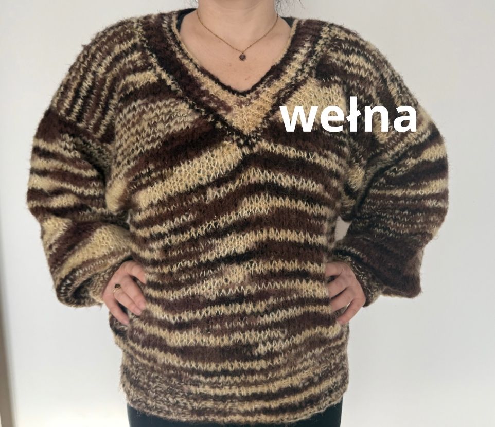 Welniany sweter recznie wykonany,r.44