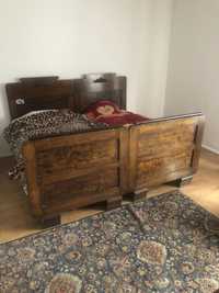 Łóżko drewniane fotel szafa antyk