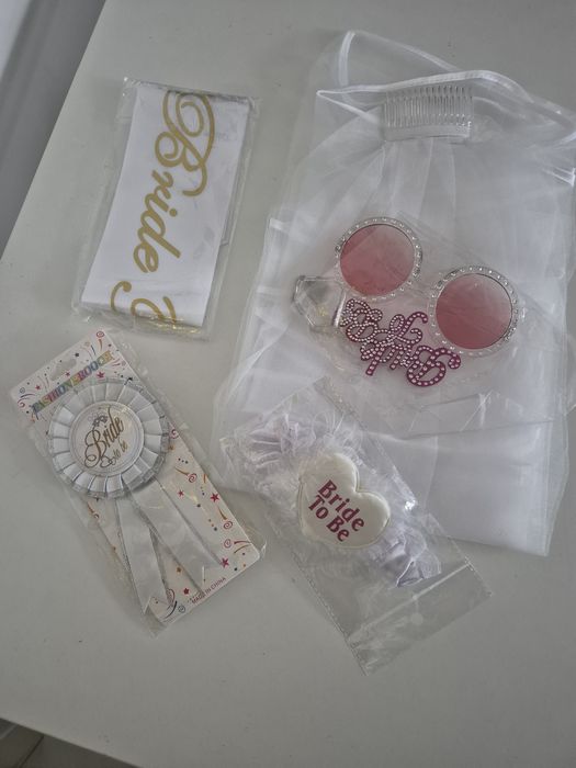 Nowy! Zestaw na wieczór panienski. Welon okulary panna młoda