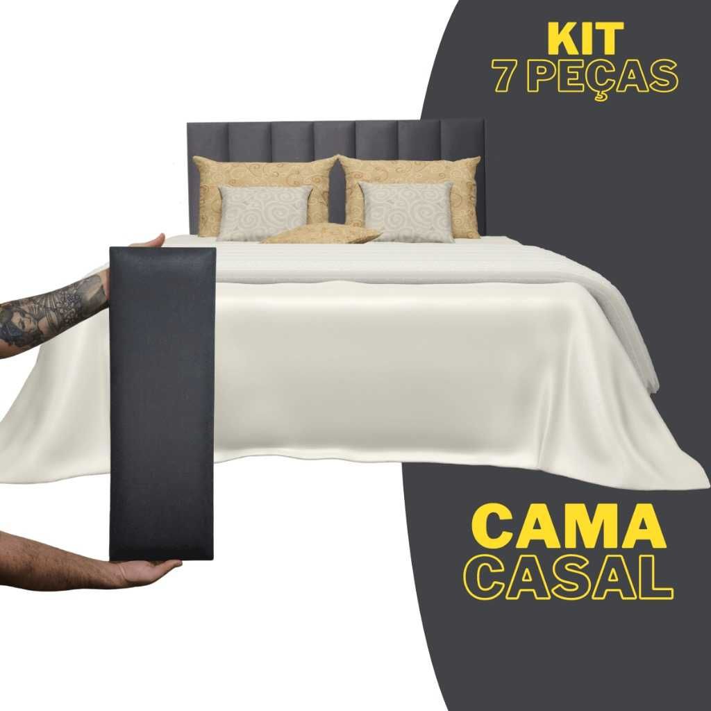 Kit de Cabeceira de Cama com Placas Estofadas 60x20cm - Envio Imediato