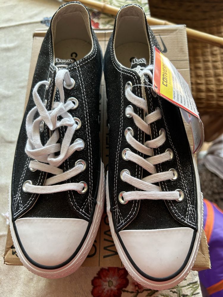Converse czarne brokatowe 39