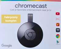 Google Chromecast 2.0 (komplet fabryczny, pudełko i akcesoria)
