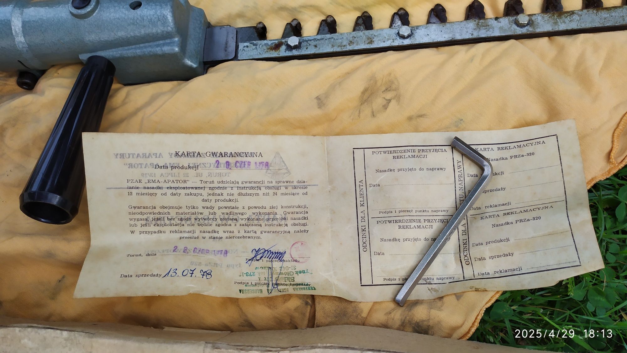 Nasadka Nożyce do żywopłotu (do wiertarki Celma; model z 1978r.)