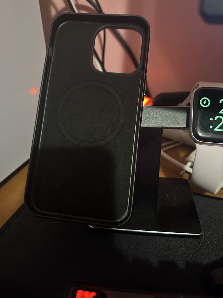 Кожаный чехол iphone 14 pro max magsafe с 3д принтом