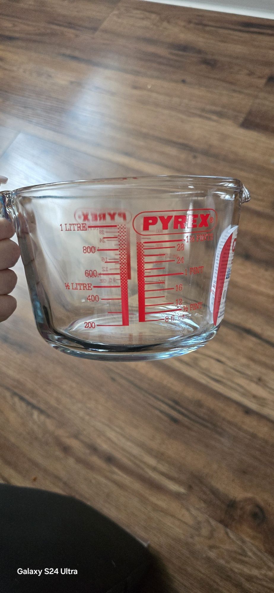 Miarka Kuchenna SZKLANA Pojemnik z Miarką Uchwytem DZBANEK Kubek 1L PY