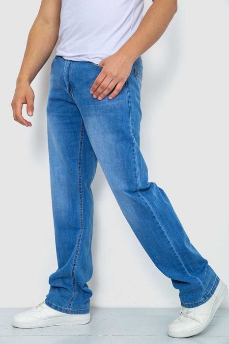 Джинси чоловічі з потертостями, колір блакитний