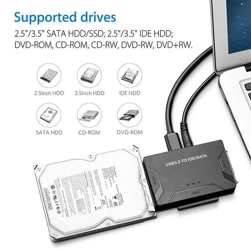 Адаптер переходник USB 3.0, HDD 2,5/3,5, SATA,dvd,SSD жёсткий диск IDE