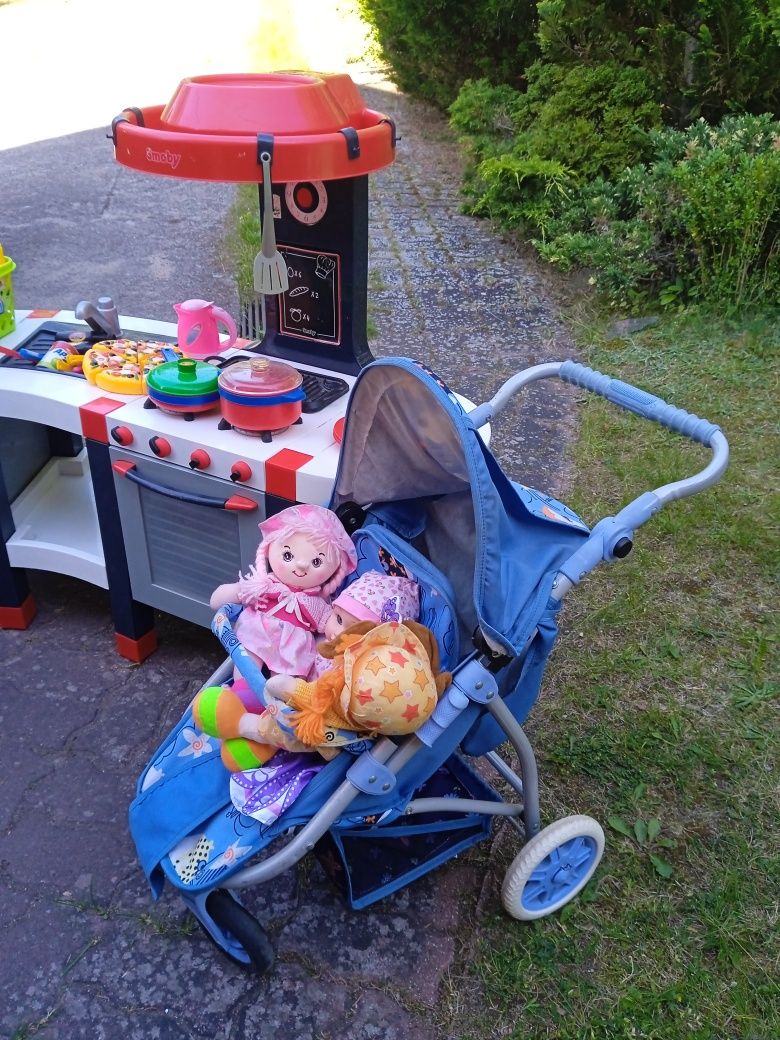 Zestaw zabawek dla dzieci wózek dla lalek spacerówka kuchenka smoby