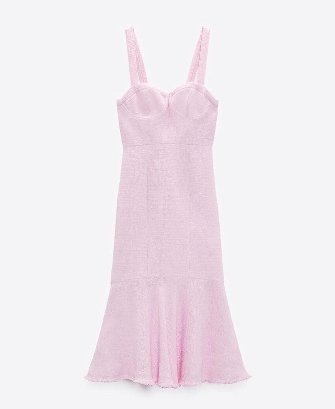 Розкішна рожева твідова сукня ZАRА з чашечками довжини міді платье