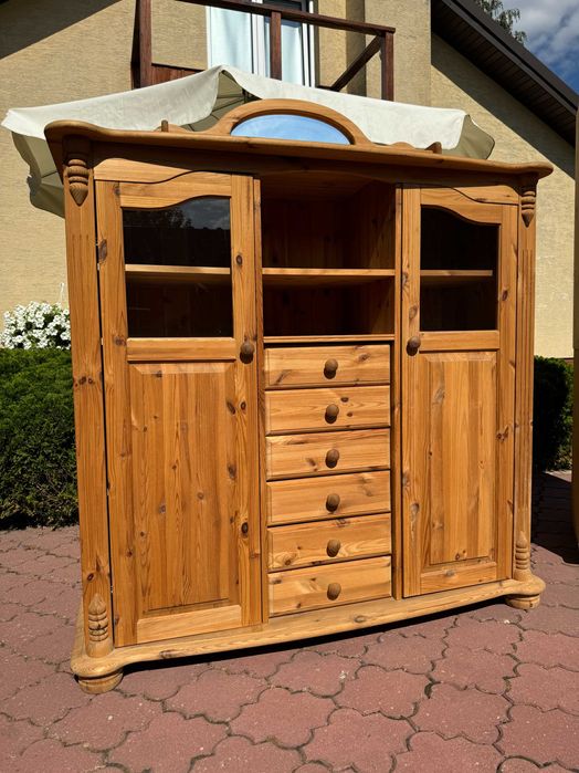 Kredens komoda drewniana witryna szafka etażerka bibliotek regał szafa