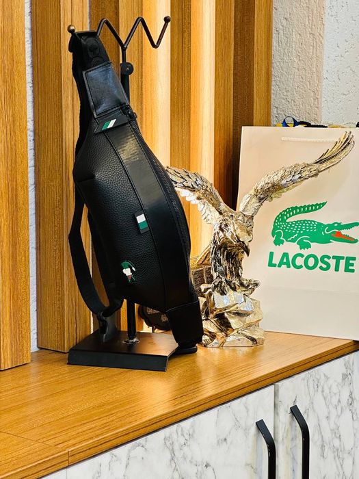 Бананка черная мужская Lacoste Сумка через плече Лакоста