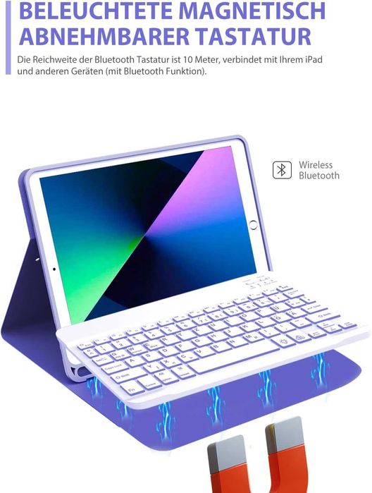 Etui i klawiatura na iPad 10,2" 9./8./7. generacji, podświetlana
