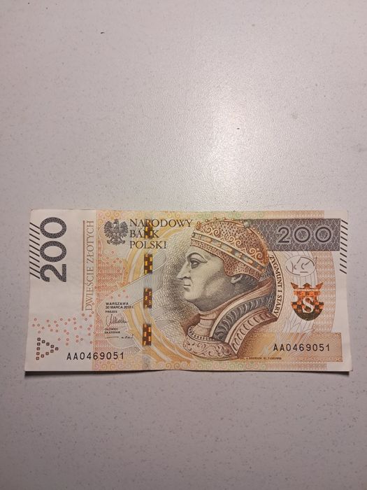 Banknoty seria AA, grubsze czcionki numerow