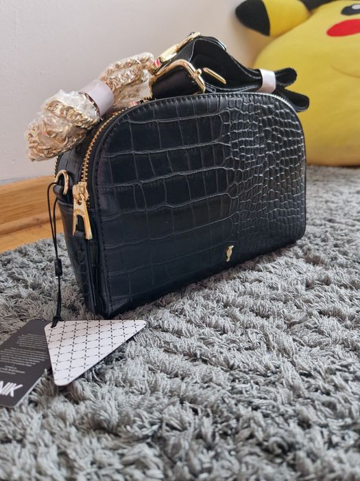 CZARNA damska/ młodzieżowa torebka OCHNIK CROCO