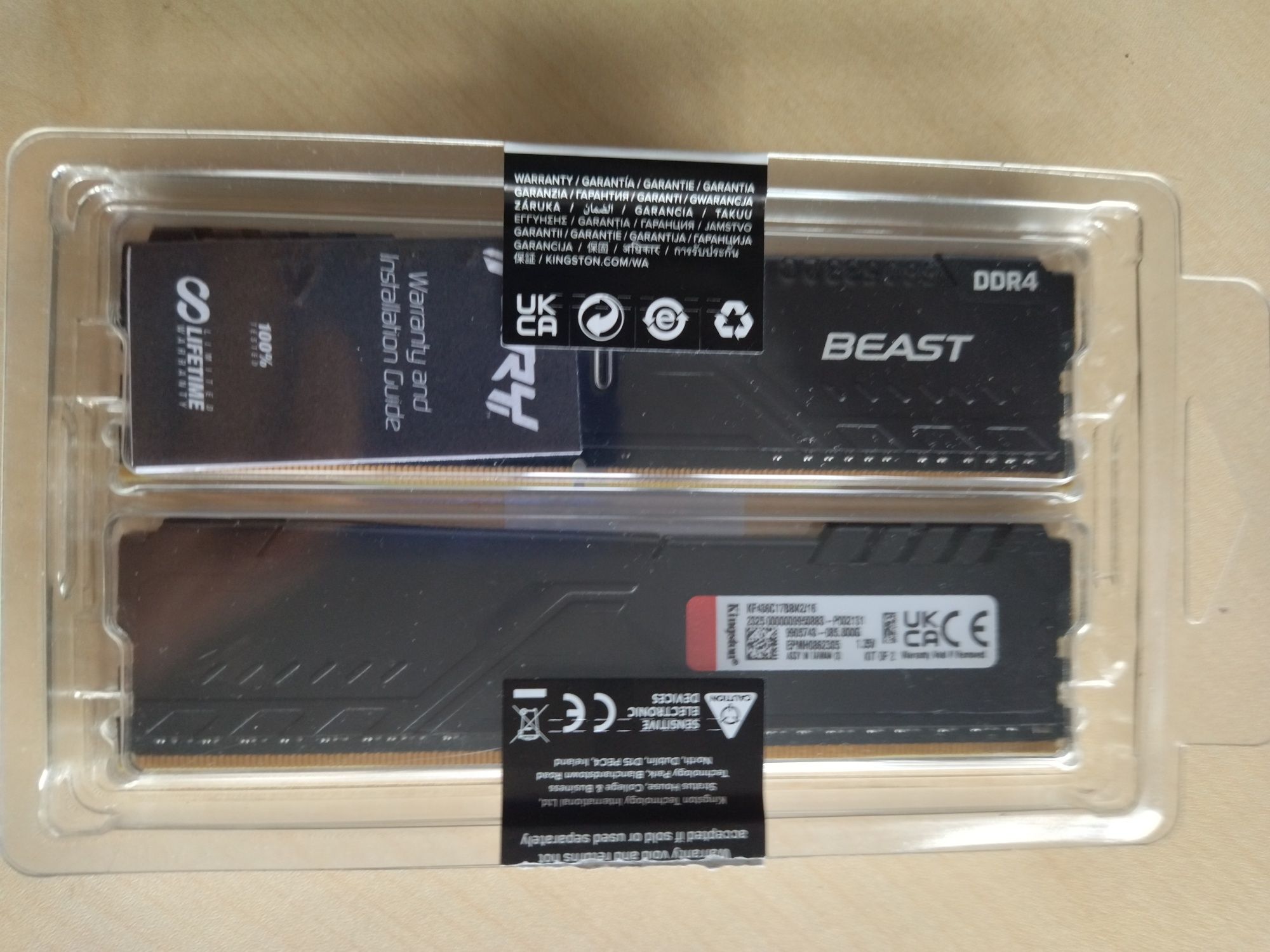 Kingston FURY 16GB (2x8GB) 3600MHz CL17 Beast Black