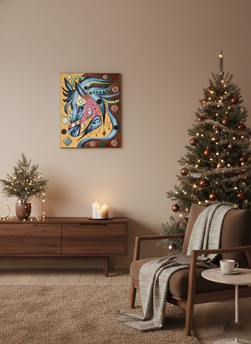 Картина "Новогодний конь"