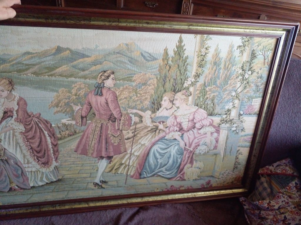 Quadro GRANDE e ANTIGO  em tapeçaria GOBLIN