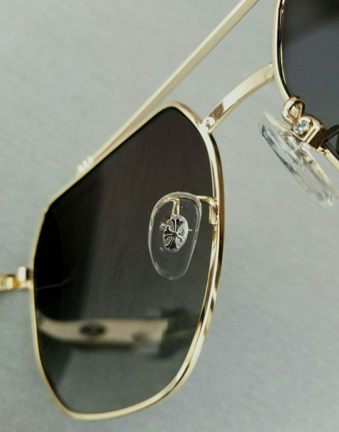 Chrome Hearts очки мужские коричневый градиент в золотист метал оправе