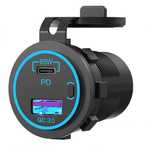 Модуль заряда USB QC 3.0 + PD Type-C 65W з кнопкою в прикурювач