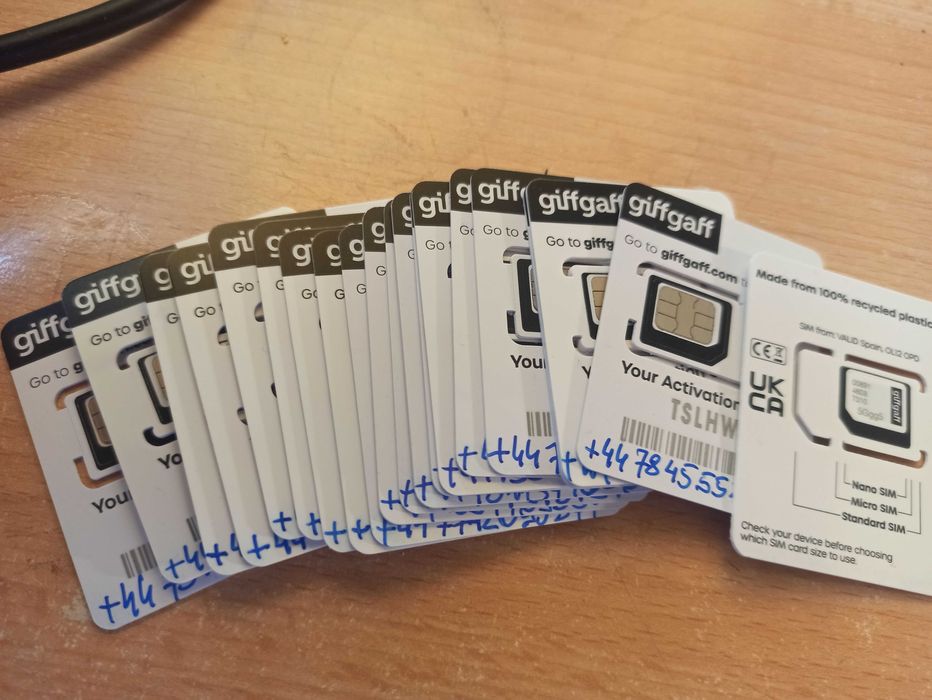 Brytyjska karta SIM O2 z numerem darmowe SMS przychodzące zestaw 2 szt