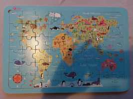 Drewniane puzzle mapa świata