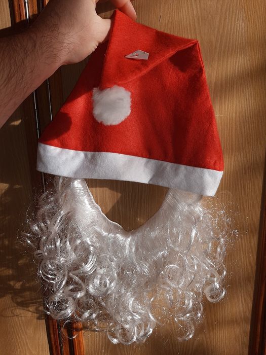 Новая шапка с бородой Дед Мороз,Санта Клаус