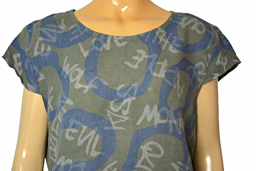 Włoska Letnia lniana bluzka top 100 % len cyfry 40 42 L XL