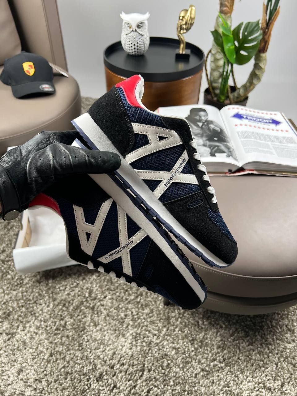 Мужские кроссовки Armani Exchange Black White Navy 40-45 армані
