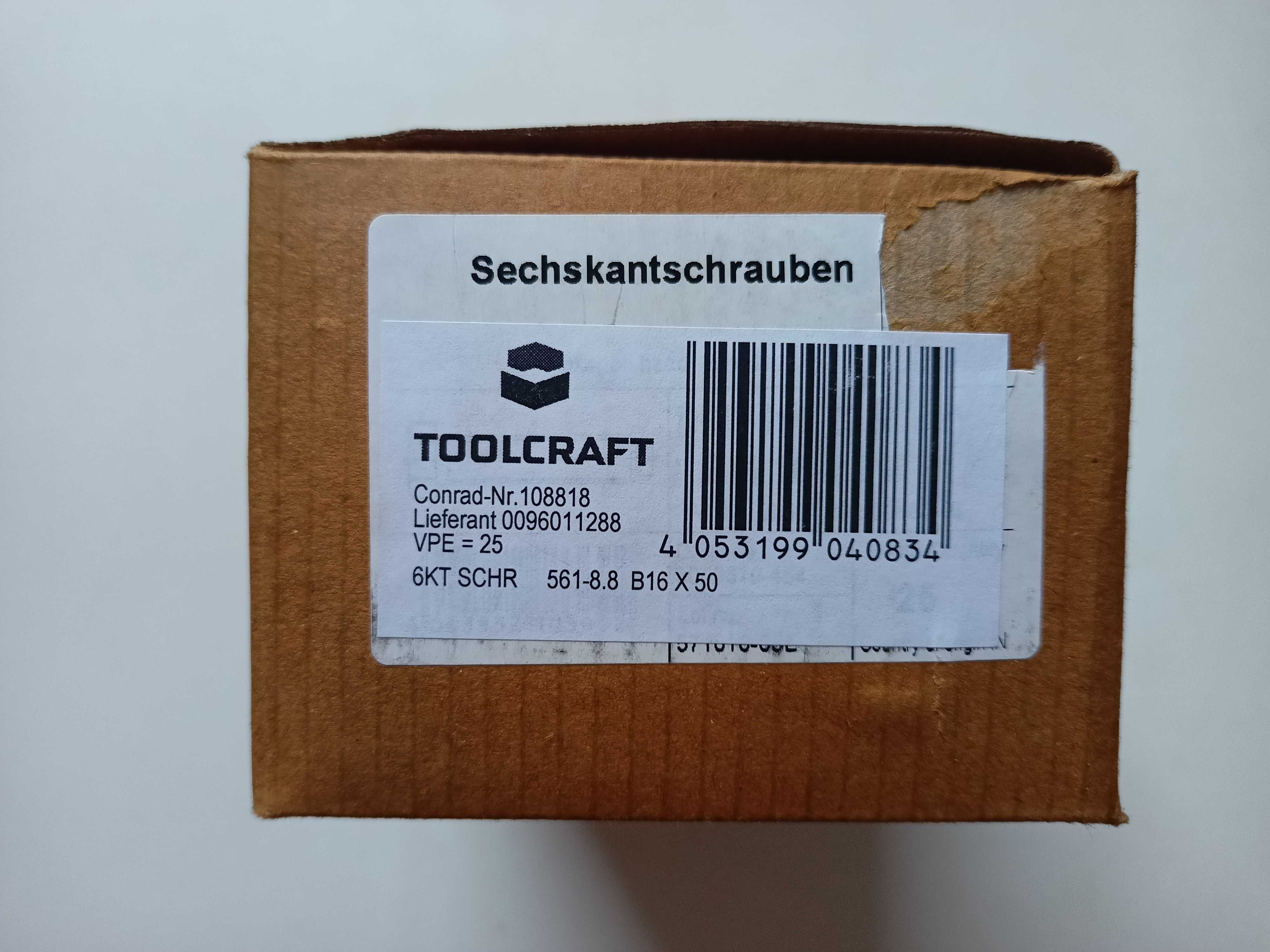 Śruby z łbem sześciokąt m16 50 mm din 561 25 szt. Toolcraft