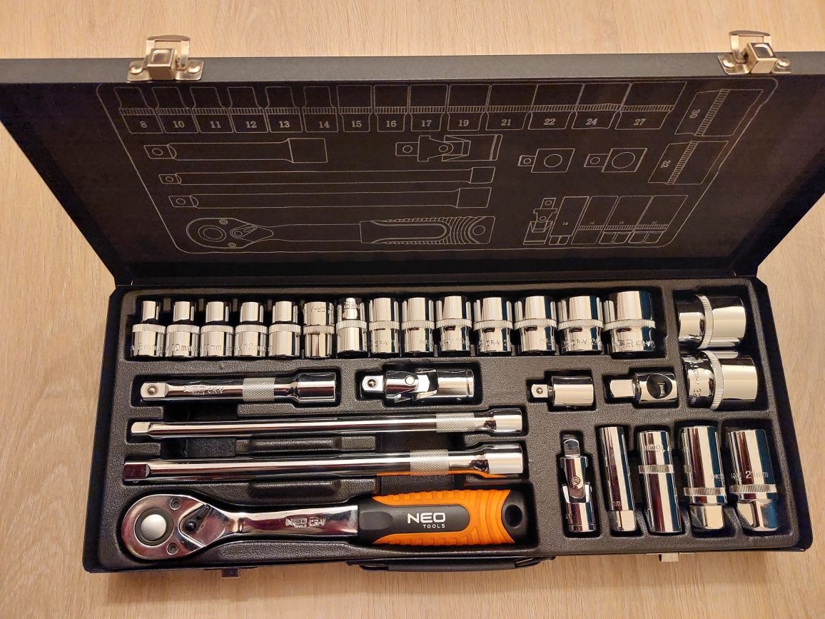 Klucze nasadowe NEO Tools 28 elementów