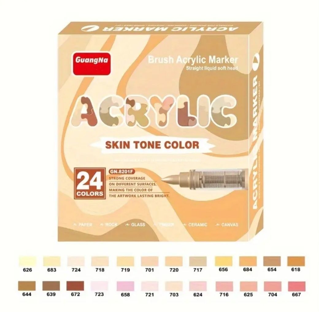 Акрилові маркери GuangNa Skin Colour 24 шт