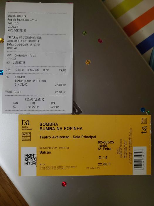 Bilhete Bumba na Fofinha - Aveiro