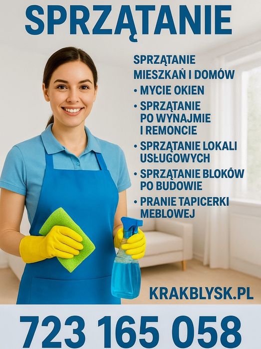 Sprzątanie mieszkań i domów mycie okien pranie tapicerki meblowej