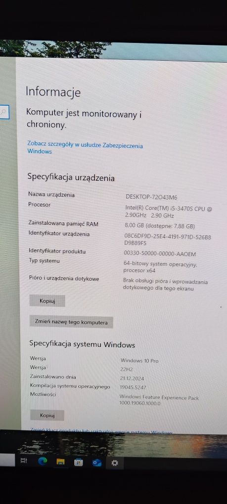 Mini komputer HP core i5 8gb ram SSD display port win10
