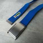 Nowy męski pasek Lacoste tekstylny niebieski z metką